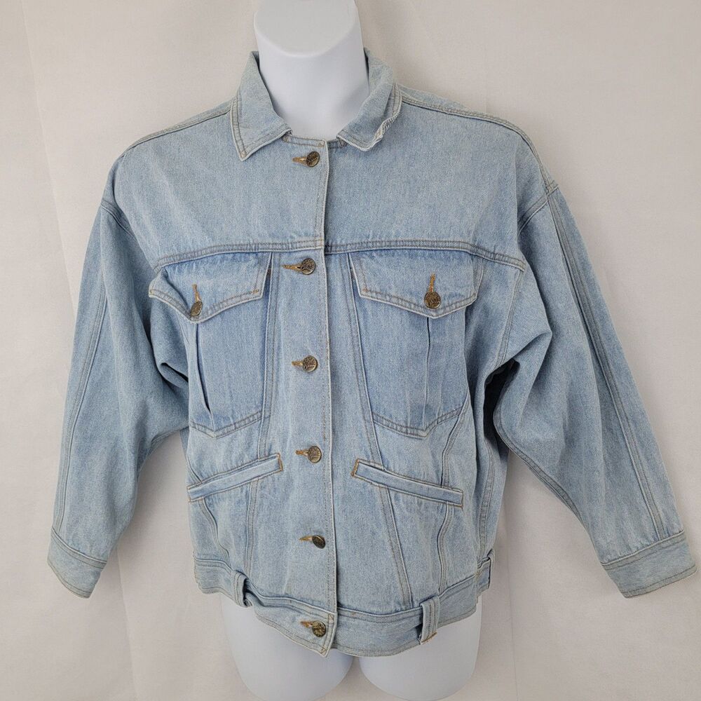 ANCHOR BLUE Womens Sz MED Denim Jean Jacket Bleachwashed Boxy Y2K 90s VTG